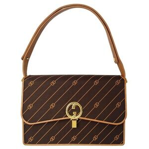 Gucci Vintage Grosgrain Leather Logo Shoulder Bag